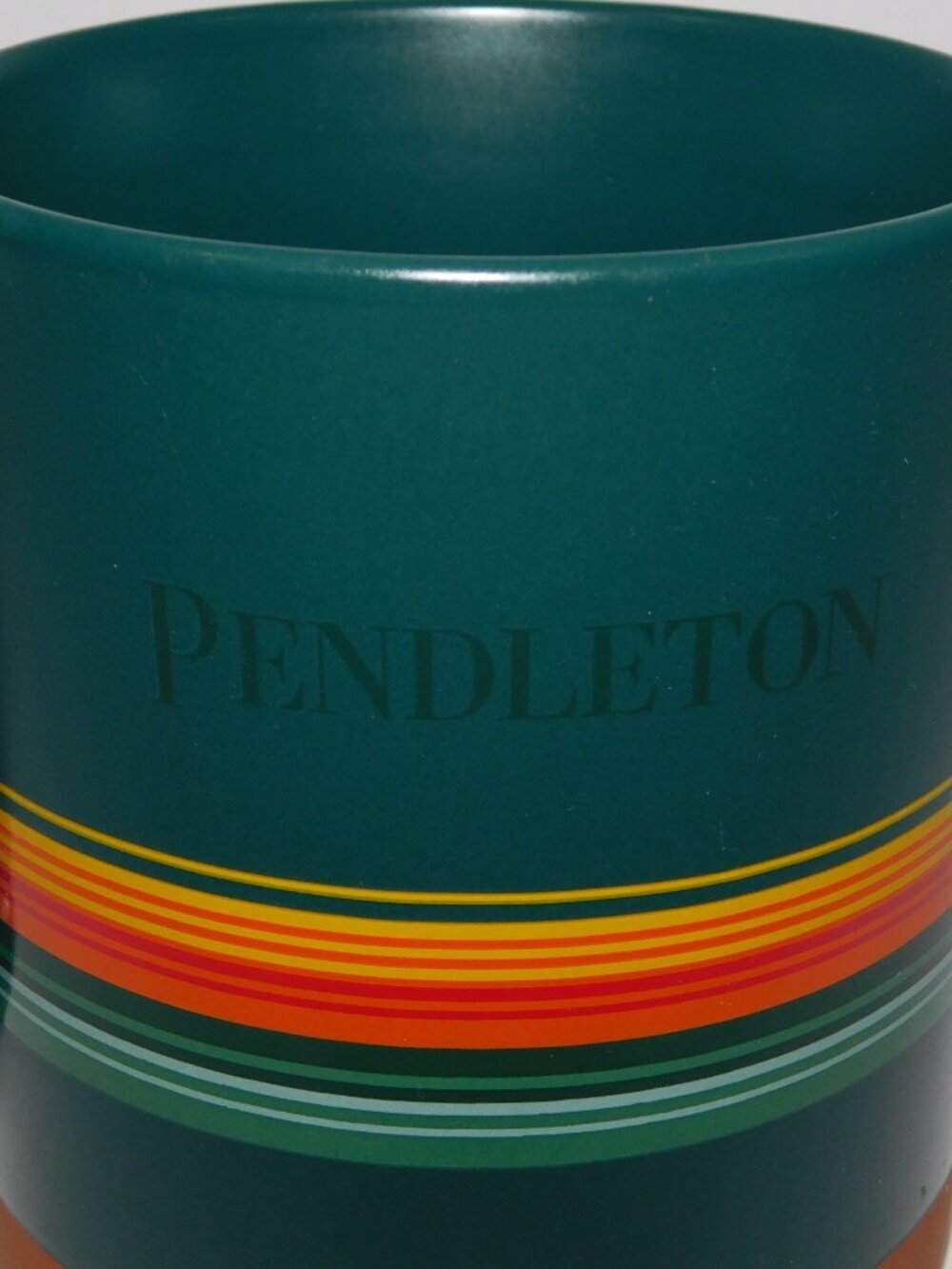 Pendleton striped Ceramic Coffee Tea Mug Green Brown Yellow Orange 18 oz - Picture 2 of 8